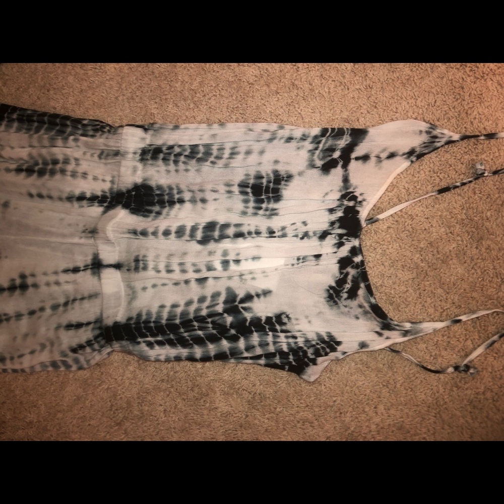 White/Black Tie Dye Beach Cover Up Jumpsuit NEW